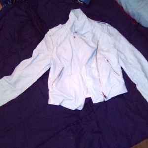 Baby blue leather jacket